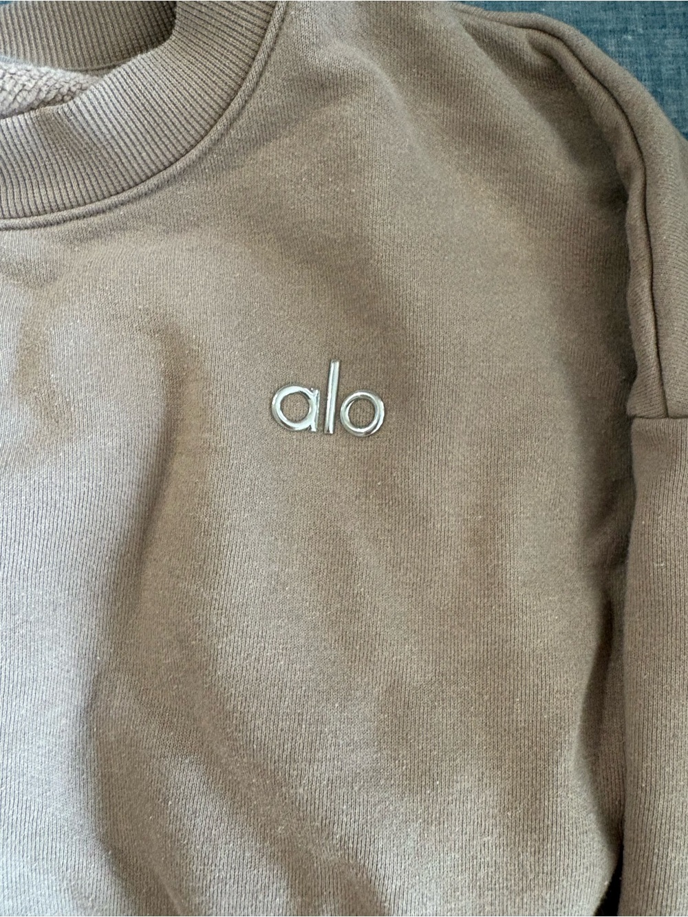ALO Yoga Crewneck Sweatshirt in Taupe - Picture 2 of 3